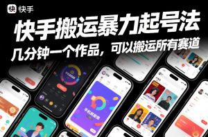 快手搬运暴力起号法，几分钟一个作品，手机就能做，可以搬运所有赛道-赚金金-技能学习分享
