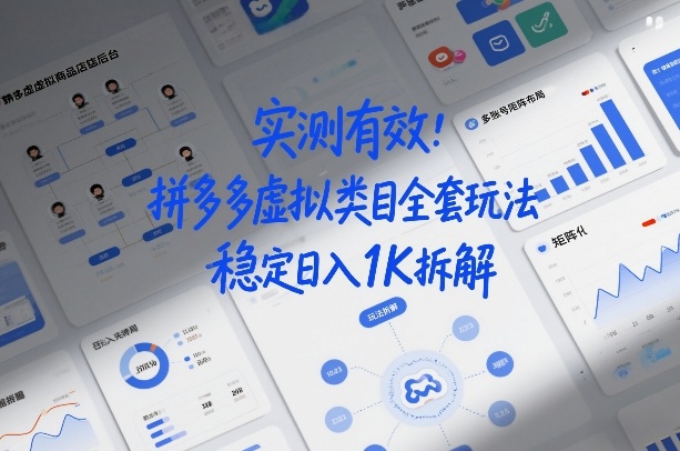 实测有效：拼多多虚拟类目全套玩法，矩阵化布局，稳定日入1K拆解【揭秘】-赚金金-技能学习分享
