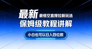 最新最悟空直搜拉新玩法保姆级教程讲解，小白也可以日入四位数-赚金金-技能学习分享