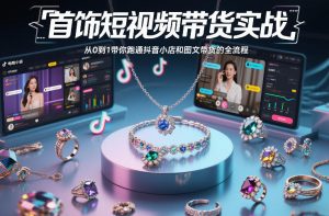 首饰短视频带货实战,从0到1带你跑通抖音小店和图文带货的全流程-赚金金-技能学习分享