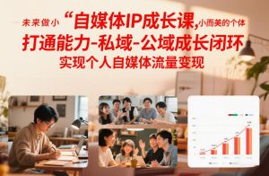 自媒体IP成长课,未来做小而美的个体,打通能力-私域-公域成长闭环,实现个人自媒体流量变现-赚金金-技能学习分享