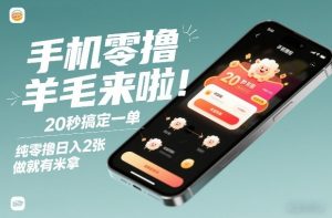 手机零撸薅羊毛来啦！20秒搞定一单，纯零撸日入2张，做就有米拿【揭秘】-赚金金-技能学习分享