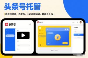 头条号AI托管，我提供视频，你发布，小白闭眼躺賺，最高月入5k+【揭秘】-赚金金-技能学习分享