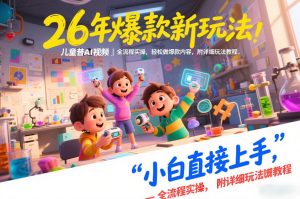 26年爆款新玩法，儿童科普AI视频，全流程实操，轻松做爆款内容，小白直接上手，附详细玩法教程-赚金金-技能学习分享
