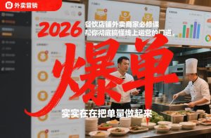 2026餐饮店铺外卖商家必修课,帮你彻底搞懂线上运营的门道,实实在在把单量做起来-赚金金-技能学习分享