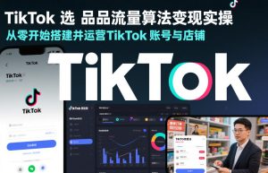 TikTok选品流量算法变现实操,从零开始搭建并运营TikTok账号与店铺-赚金金-技能学习分享