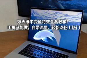 爆火纸巾变鱼特效全套教学!手机就能做,自带流量,轻松涨粉上热门-赚金金-技能学习分享