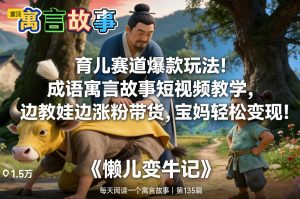 育儿赛道爆款玩法！成语寓言故事短视频教学，边教娃边涨粉带货，宝妈轻松变现！-赚金金-技能学习分享