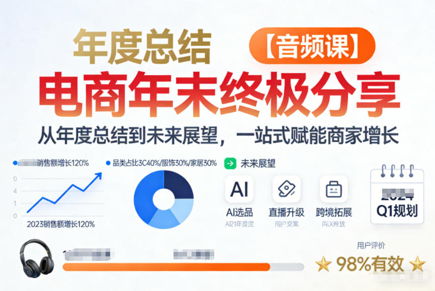 电商年未终极分享，从年度总结到未来展望，一站式赋能商家增长【音频课】-赚金金-技能学习分享