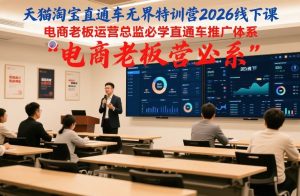 天猫淘宝直通车无界特训营2026线下课,电商老板运营总监必学直通车推广体系-赚金金-技能学习分享