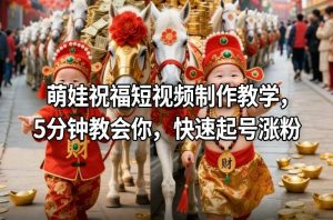 萌娃祝福短视频制作教学，5分钟教会你，快速起号涨粉-赚金金-技能学习分享