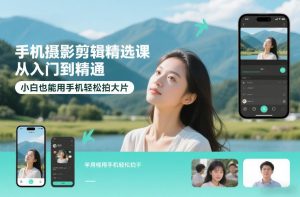 手机摄影剪辑精选课，从入门到精通，小白也能用手机轻松拍大片-赚金金-技能学习分享