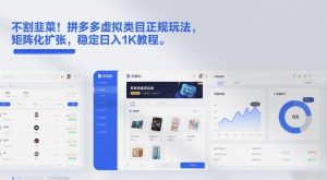 不割韭菜!拼多多虚拟类目正规玩法,矩阵化扩张,稳定日入1K教程【揭秘】-赚金金-技能学习分享