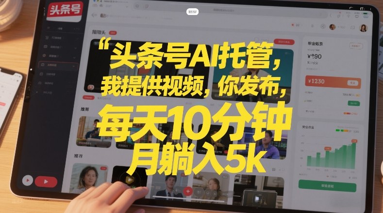 头条号AI托管,我提供视频,你发布,每天10分钟,月躺入5k+【揭秘】