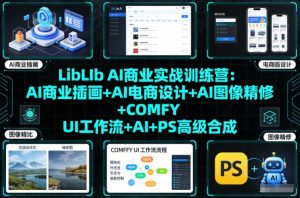 LibLIb AI商业实战训练营:AI商业插画+AI电商设计+AI图像精修+COMFY UI工作流+AI+PS高级合成-赚金金-技能学习分享