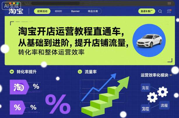 淘宝开店运营教程直通车，从基础到进阶，提升店铺流量，转化率和整体运营效率（更新26年1月）-赚金金-技能学习分享