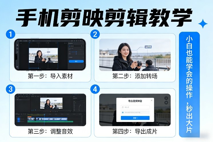 手机剪映剪辑教学，小白也能学会的操作，秒出大片-赚金金-技能学习分享