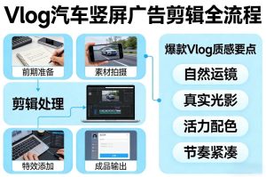 Vlog感觉汽车竖屏广告剪辑脚本全流程，拿捏爆款Vlog质感-赚金金-技能学习分享