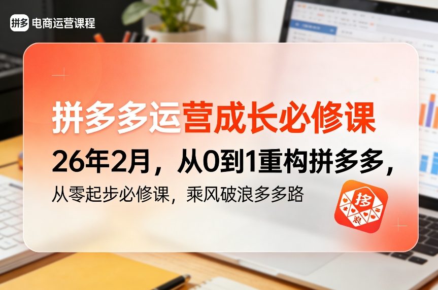 拼多多运营成长必修课26年2月，从0到1重构拼多多，从零起步必修课，乘风破浪多多路-赚金金-技能学习分享