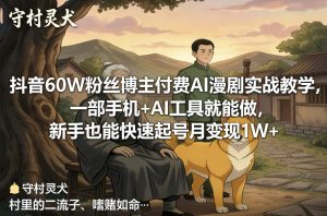 抖音60W粉丝博主付费AI漫剧实战教学,一部手机+AI工具就能做,新手也能快速起号月变现1W+-赚金金-技能学习分享