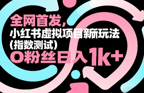 全网首发，小红书虚拟项目新玩法（指数测试），0粉丝日入1k+，整个玩法完整拆解！-赚金金-技能学习分享
