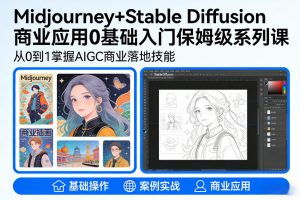 AIGC商业应用Midjourney+Stable Diffusion教程，0基础入门保姆级系列课-赚金金-技能学习分享