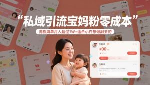 私域引流宝妈粉零成本流程简单月入超过1W+适合小白想做副业的-赚金金-技能学习分享