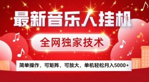 最新音乐人挂G，全网独家技术，简单操作，可矩阵，可放大，单机轻松月入5k+【揭秘】-赚金金-技能学习分享