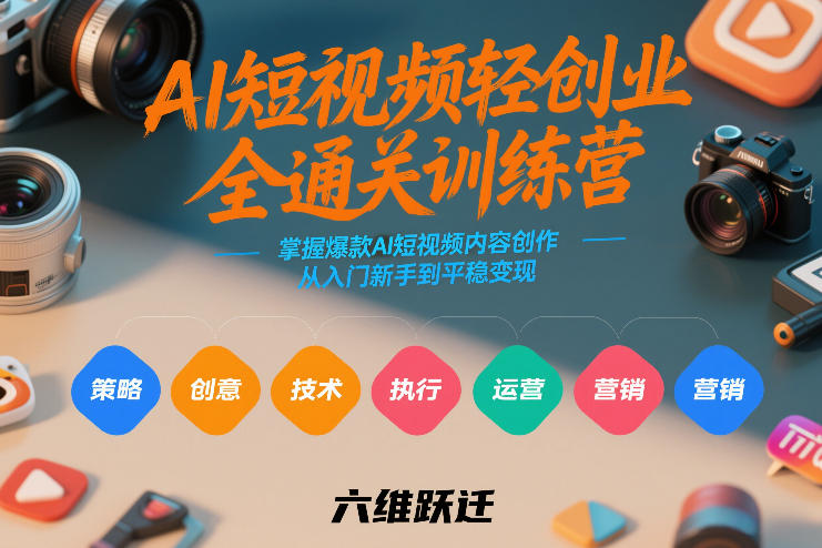 AI短视频轻创业全通关训练营，掌握爆款AI短视频内容创作，从入门新手到平稳变现的六维跃迁-赚金金-技能学习分享