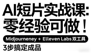 AI短片实战课：零经验可做，Midjourney+ElevenLabs双工具，3步搞定成品-赚金金-技能学习分享
