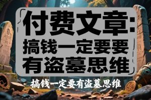 付费文章：搞钱一定要有盗墓思维-赚金金-技能学习分享