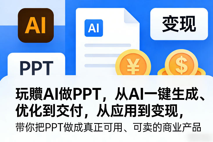 玩賺AI做PPT，从AI一键生成、优化到交付，从应用到变现，带你把PPT做成真正可用、可卖的商业产品-赚金金-技能学习分享