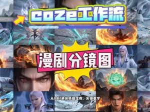 通过Coze工作流,制作《动漫分镜图》,两分钟制作完成25宫格分镜图,从0到1演示搭建过程,实操教学-赚金金-技能学习分享