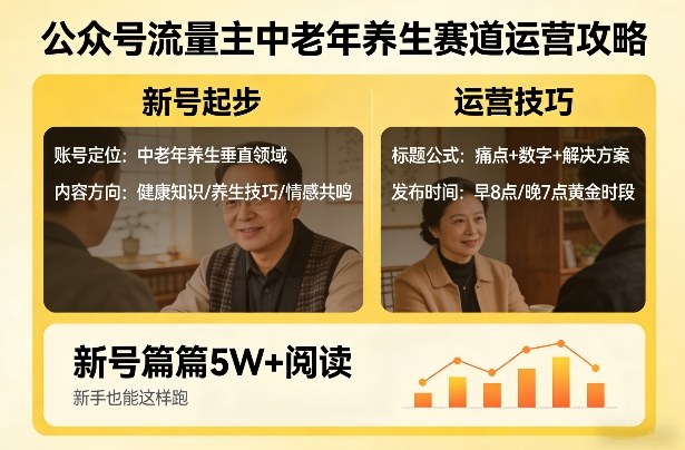 公众号流量主中老年养生赛道，新号篇篇5W+阅读，新手也能这样跑-赚金金-技能学习分享