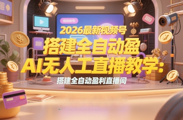 2026最新视频号AI无人直播教学：搭建全自动盈利直播间，低成本开启副业变现-赚金金-技能学习分享