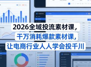 2026全域投流素材课，干万消耗爆款素材课，让电商行业人人学会投千川-赚金金-技能学习分享