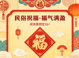 公众号流量主之民俗祝福赛道,选题不愁,结构固定,阅读稳定1w+-赚金金-技能学习分享