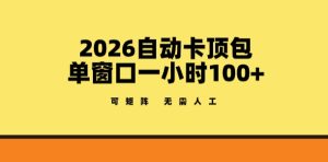 2026自动卡顶包玩法，单窗口一小时100+，可矩阵操作，无需人工【揭秘】-赚金金-技能学习分享