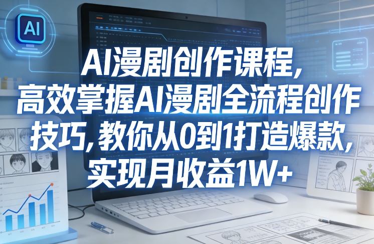 某社群AI漫剧创作课程，高效掌握AI漫剧全流程创作技巧，教你从0到1打造爆款，实现月收益1W+-赚金金-技能学习分享