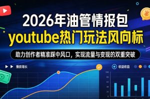 2026年油管情报包，youtube热门玩法风向标，助力创作者精准踩中风口，实现流量与变现的双重突破（更新）-赚金金-技能学习分享