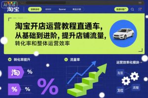 淘宝开店运营教程直通车，从基础到进阶，提升店铺流量，转化率和整体运营效率（更新26年3月）-赚金金-技能学习分享