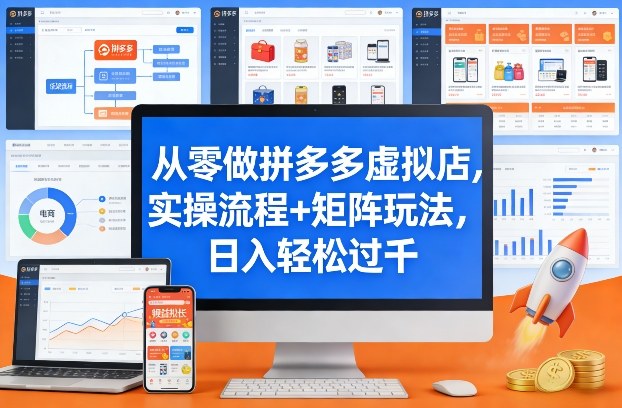 从零做拼多多虚拟店，实操流程+矩阵玩法，日入轻松过千【揭秘】-赚金金-技能学习分享