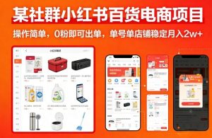 某社群小红书百货电商项目，操作简单，0粉即可出单，单号单店铺稳定月入2w+-赚金金-技能学习分享