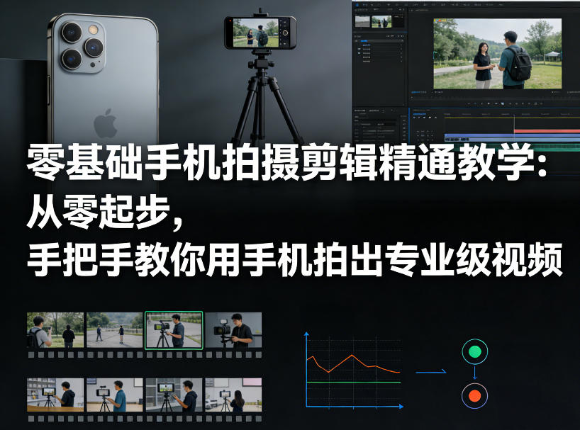 零基础手机拍摄剪辑精通教学：从零起步，手把手教你用手机拍出专业级视频-赚金金-技能学习分享