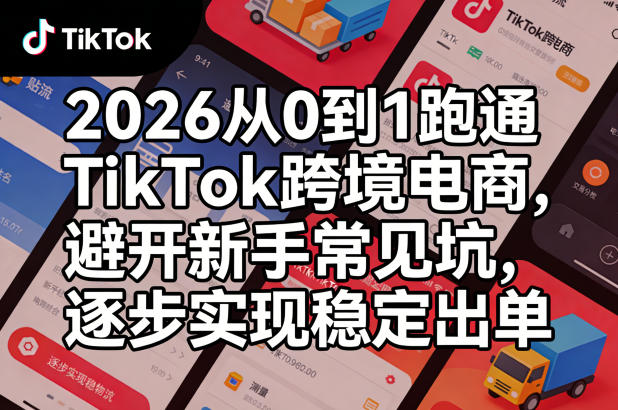 2026从0到1跑通TikTok跨境电商，避开新手常见坑，逐步实现稳定出单-赚金金-技能学习分享