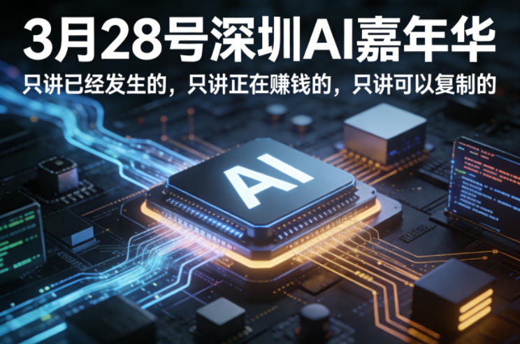 3月28号深圳AI嘉年华，只讲已经发生的，只讲正在賺钱的，只讲可以复制的-赚金金-技能学习分享