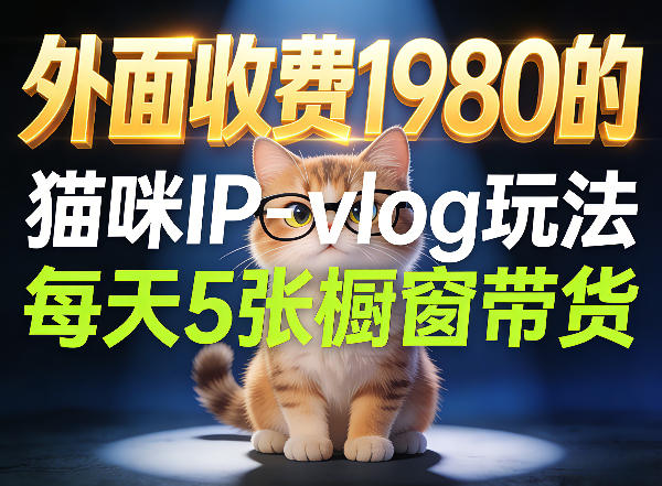 宠物赛道猫咪IP-vlog玩法，26条视频涨粉29W，每天5张橱窗带货拆解-赚金金-技能学习分享