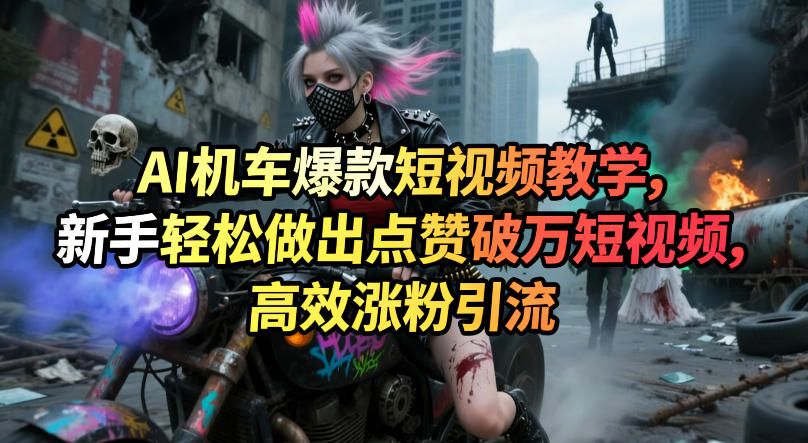 AI机车爆款短视频教学，新手轻松做出点赞破万短视频，高效涨粉引流-赚金金-技能学习分享