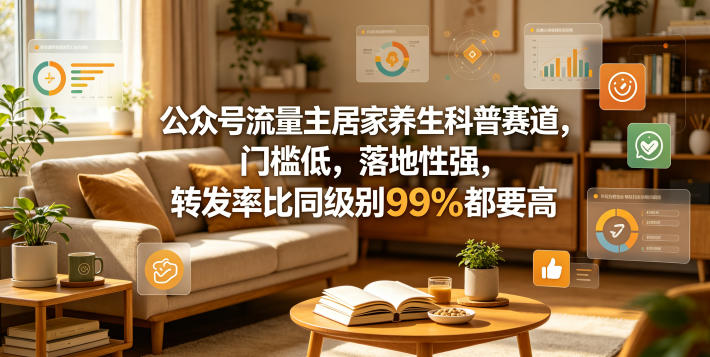 居家养生科普赛道：公众号流量主低门槛高转发-赚金金 - 零基础副业|AI变现|短视频运营实战干货