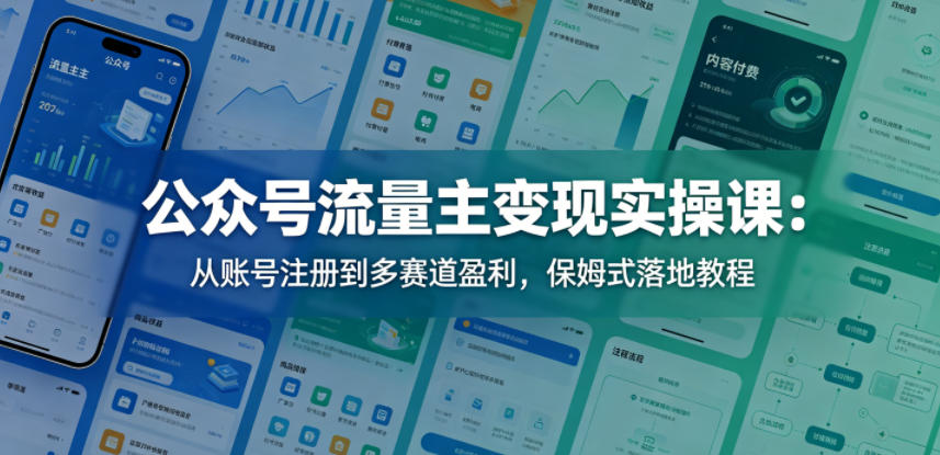 公众号流量主变现实操：注册到多赛道盈利保姆级教程-赚金金 - 零基础副业|AI变现|短视频运营实战干货